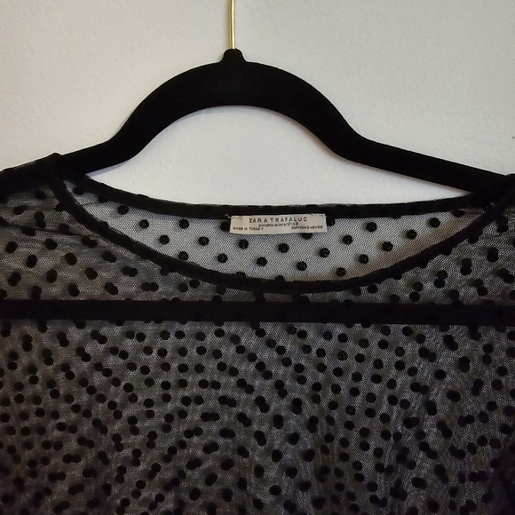 Zara black sheer polka dots dress NEW - Picture 2 of 5